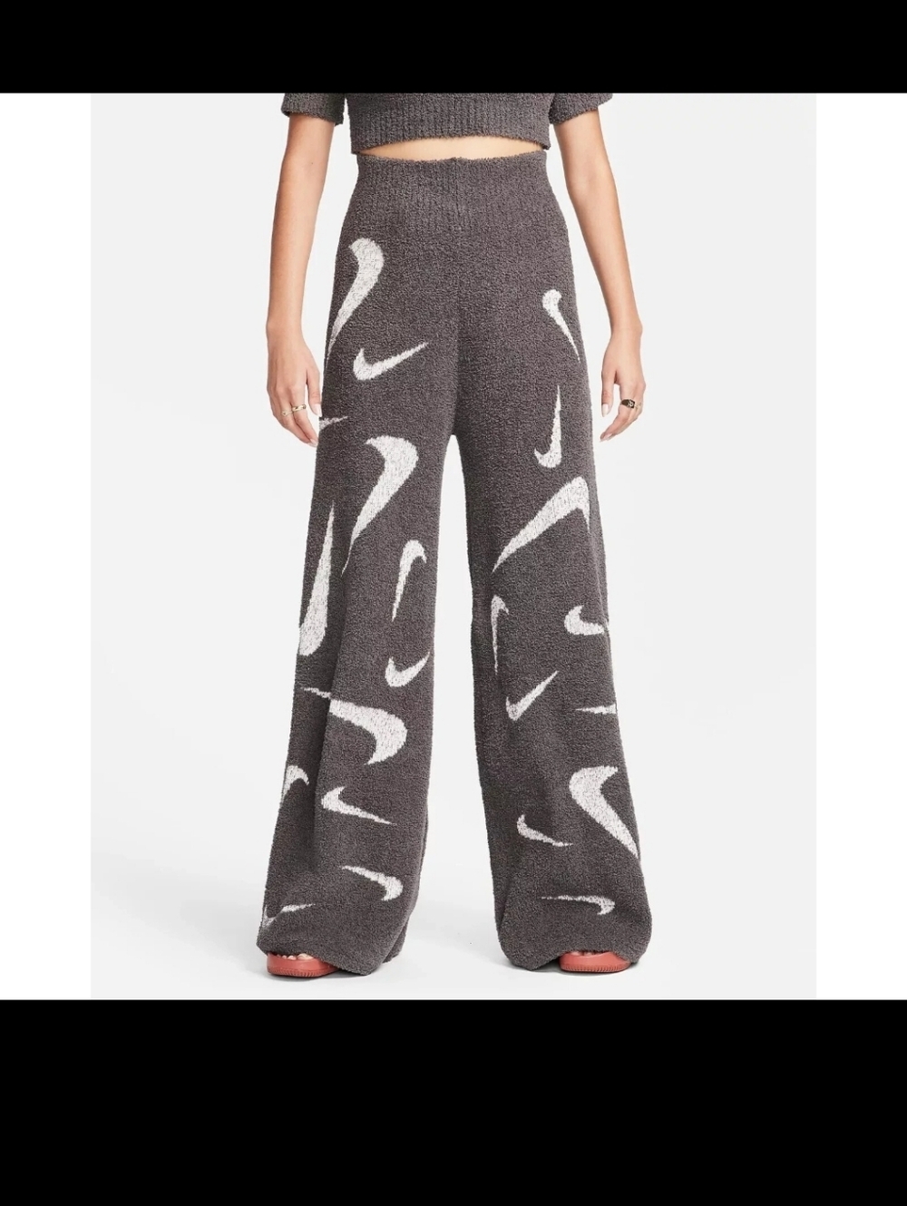 Nike Swoosh Fleece Cozt Boucle Wide Leg Pants M